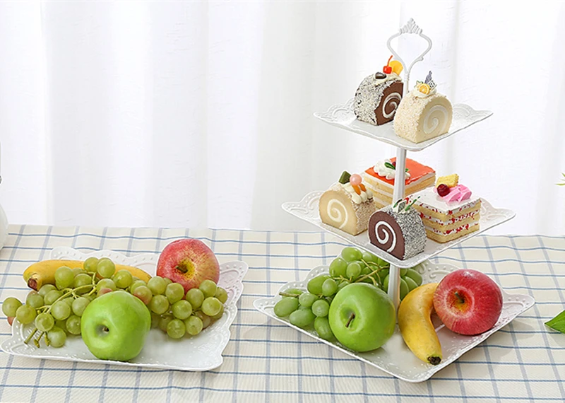 JAROWN European Wedding 3 Layer Cake Stand Fruit Plate Home Afternoon Tea Snack Tray Dirthday Party Candy Plate Decorations (13)