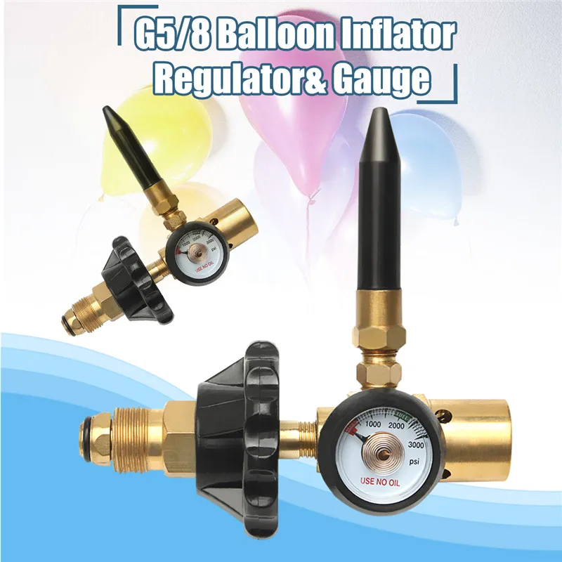 Brass Helium Latex Balloon Inflator Regulator With Pressure Gauge For