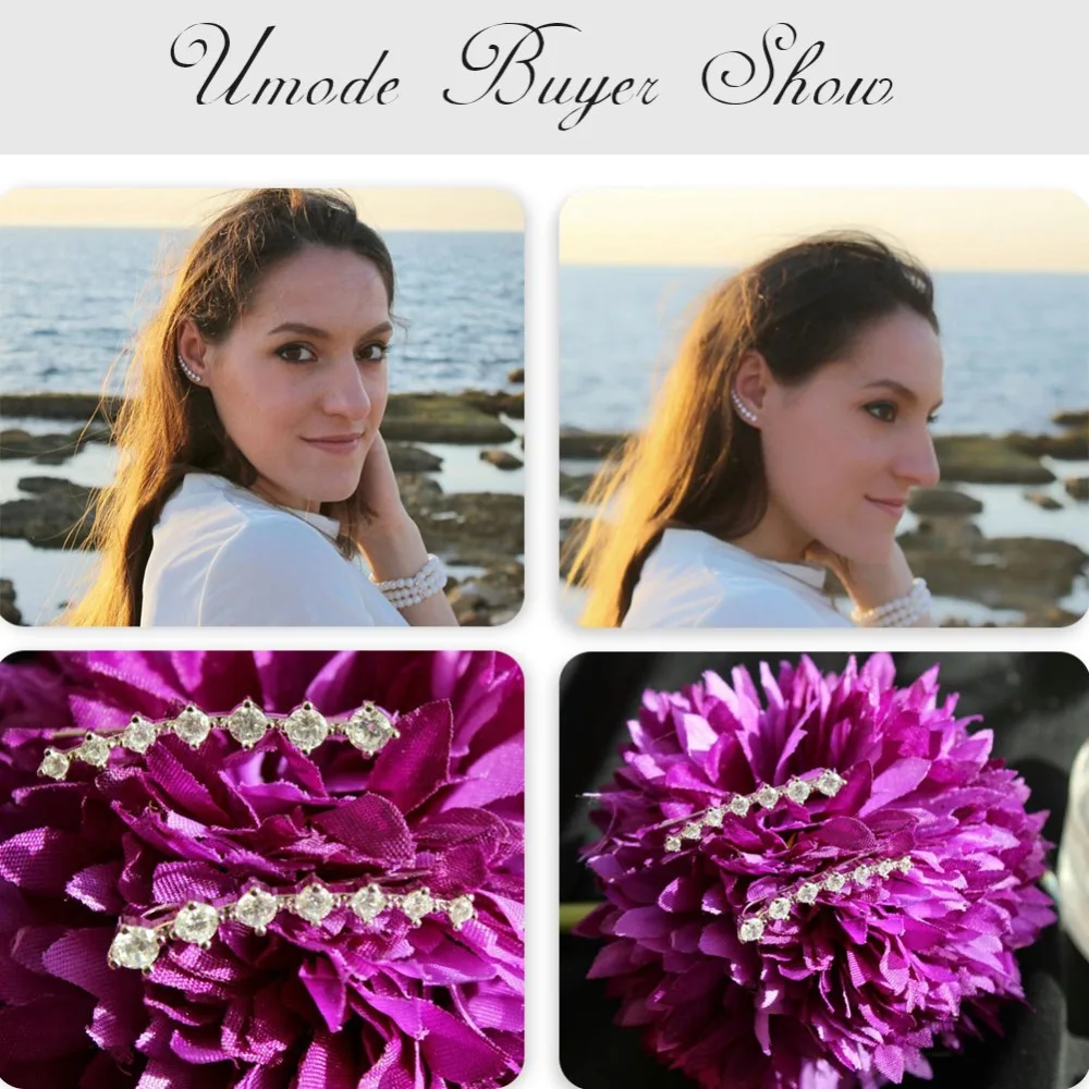 UMODE Hot Four Prong Setting Earring Pins CZ Crystal Rose Gold Color Dipper Stud Earrings Jewelry for Women New Brincos UE0197A