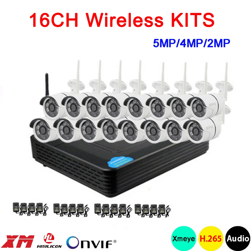 

5mp/4mp/2mp Six array Infrared ICsee Waterproof H.265+ Audio 16CH 16 Channel WIFI Wireless IP Camera kits Free Shipping