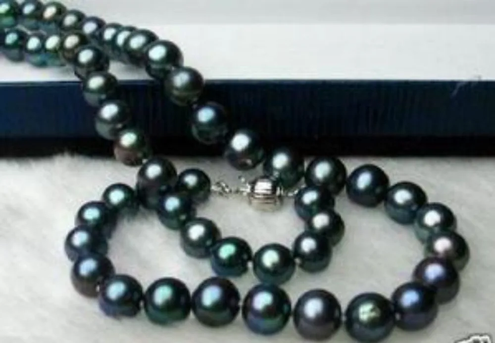 

fast NATURAL 7-8MM GENUINE BLACK PEARL NECKLACE 18"AAA AAA