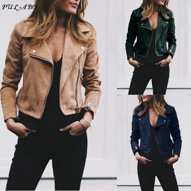 Women's Moto Suede Faux Leather Aviator Jacket Black Short Sheepskin Bomber Female Coat Add Shrug Plus Size 5XL Biker Jackets