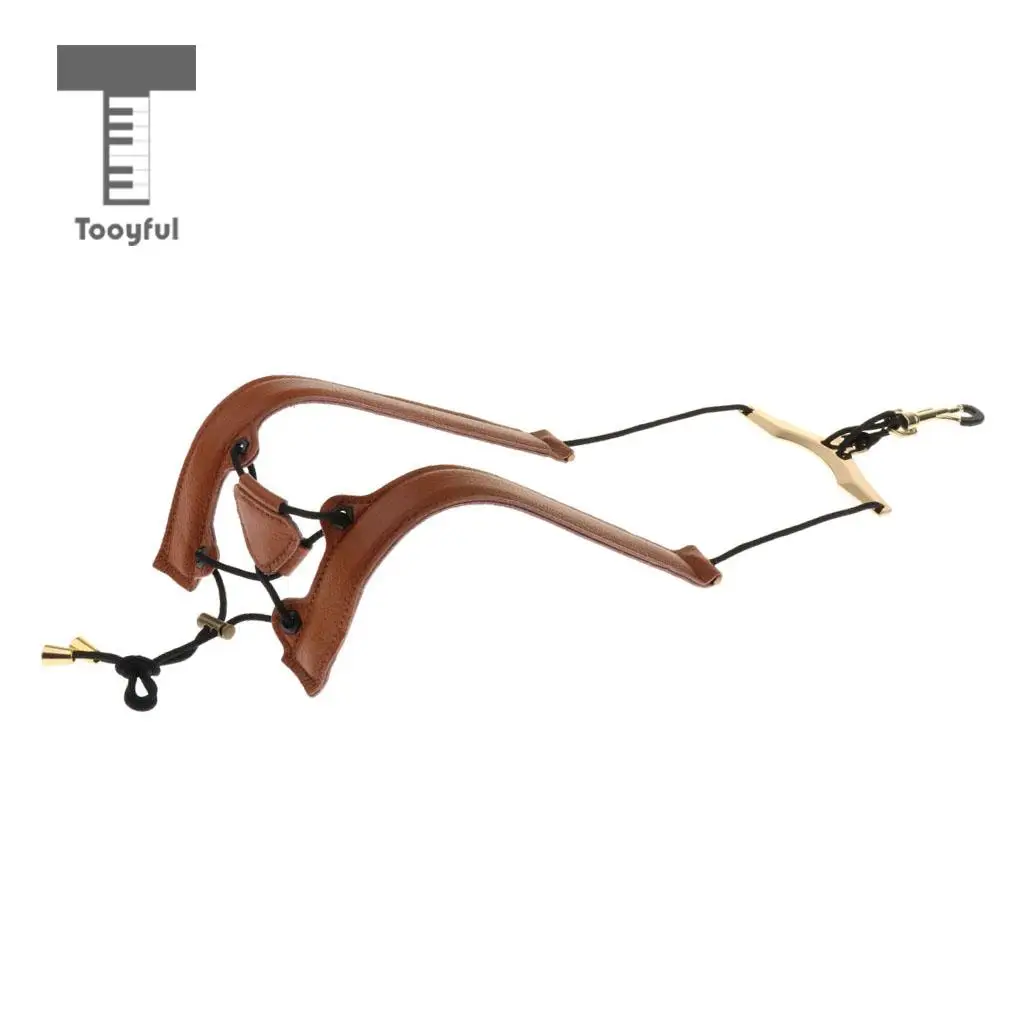 Black/Brown Adjustable Leather Saxophone Shoulder Neck Strap Width 24mm