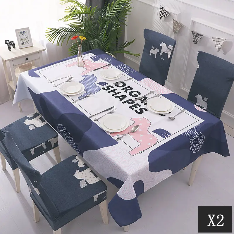 XIPA Домашний набор стульев чехол для стола INS чистая красная Скандинавская Водонепроницаемая скатерть из хлопка и льна мультяшный чайный набор одежды - Цвет: X2