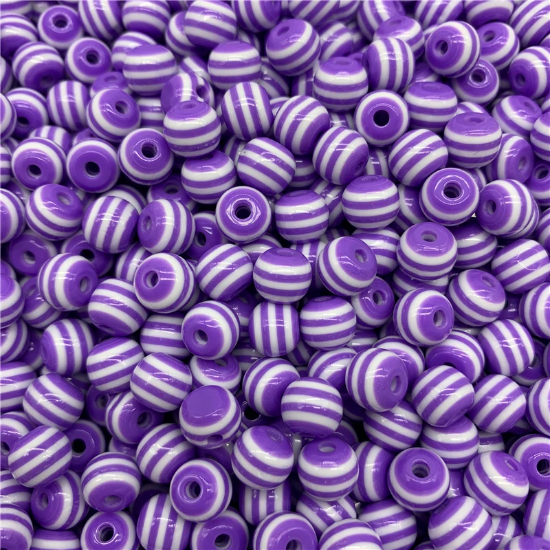 Spacer Beads 6mm 8mm 10mm Resin Spacer Beads Round Stripe For Jewelry Making DIY Bracelet Necklace Accessories