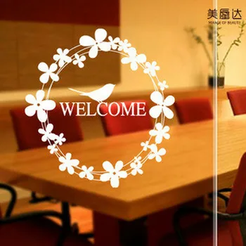 

Welcome Hours wall sticker shop window glass door stickers wall stickers children cartoon toy store