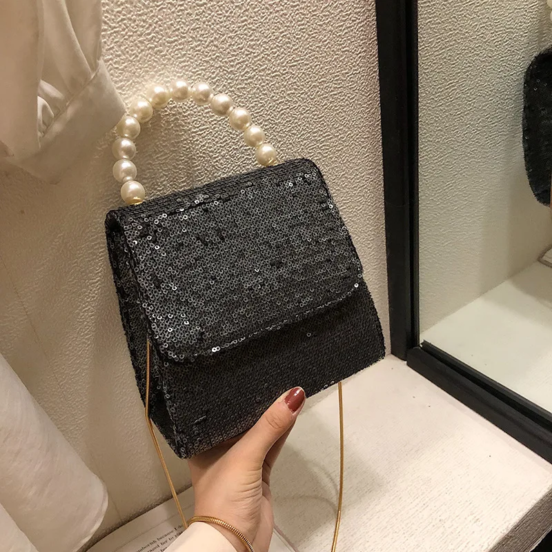 

Tote Crossbody Bags For Women 2019 High Quality PU Leather Luxury Handbags Designer Ladies Pearl Beading Shoulder Messenger Bag
