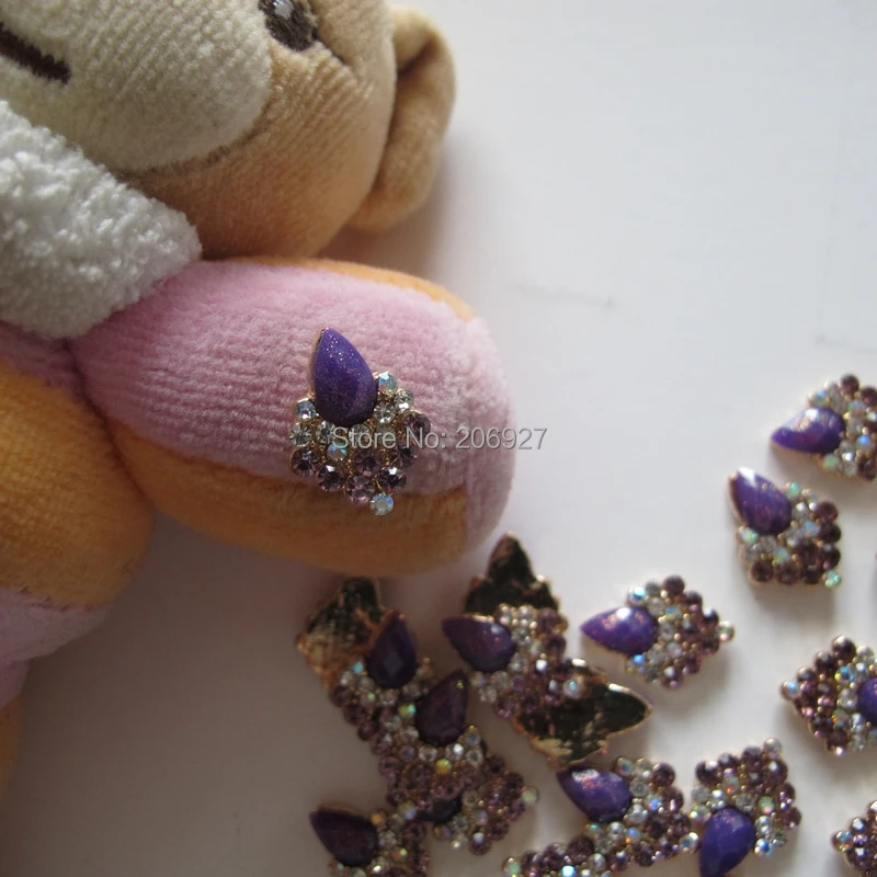 

MD-402 10pcs Fancy Colorful Rhinestone Gold Deco Metal Charms Metal Deco Charms Nail Art
