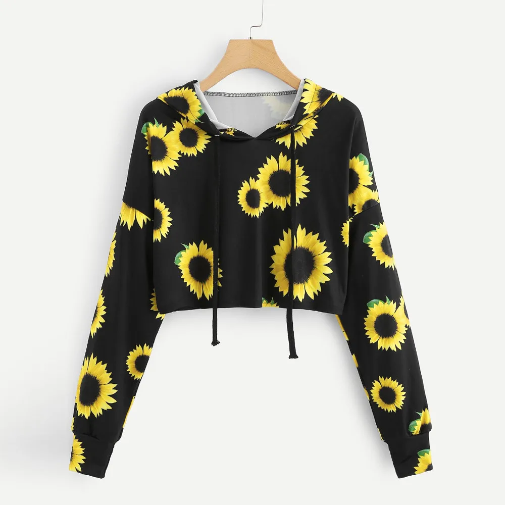 Autumn Women Hoodie Casual Long Sleeve Sunflower Printing