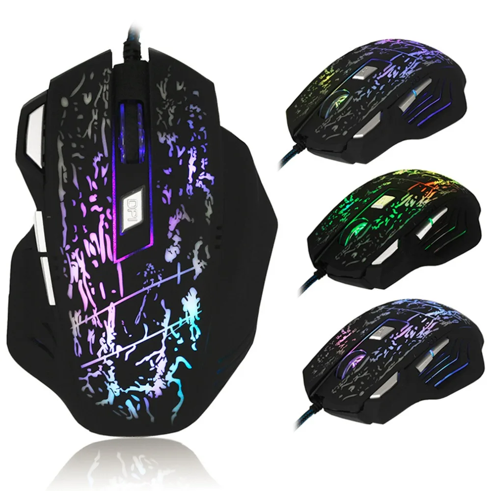X4 7 Keys LED Optical USB Wired Gaming Mouse Luminous Home Office Business For PC Computer Laptop 1000-5500DPI Black X4 7 Keys LED Optical USB Wired Gaming Mouse Luminous Home Office Business For PC Computer Laptop 1000-5500DPI Black