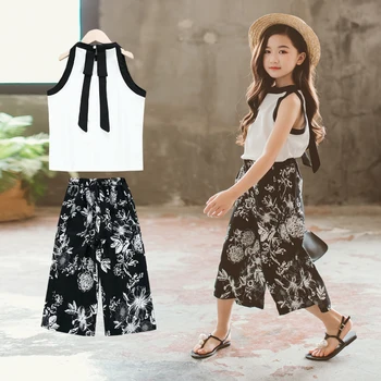 

Girls Summer Outfits Children's Clothing Girl Shirt Top+Floral Pants Suits 2019 Kids Clothing Fashion Girls Clothes Sets 8 10 12