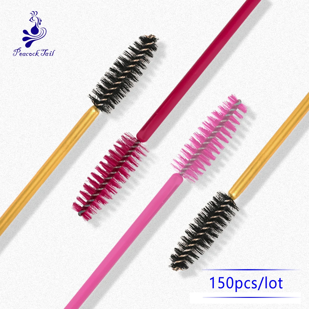 

Peacock Tail Eyelash brush for eyelash extension lashes Comb Mascara Wands Cosmetic Brushes Set makeup tools maquillaje 150pcs