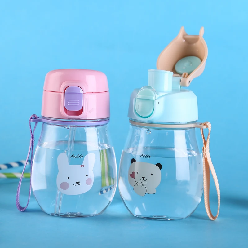 350 ملليلتر الاطفال المياه زجاجة مع القش حبل المحمولة تريتان زجاجات للأطفال BPA الحرة البلاستيك الرياضية مباشرة الشرب Drinkware