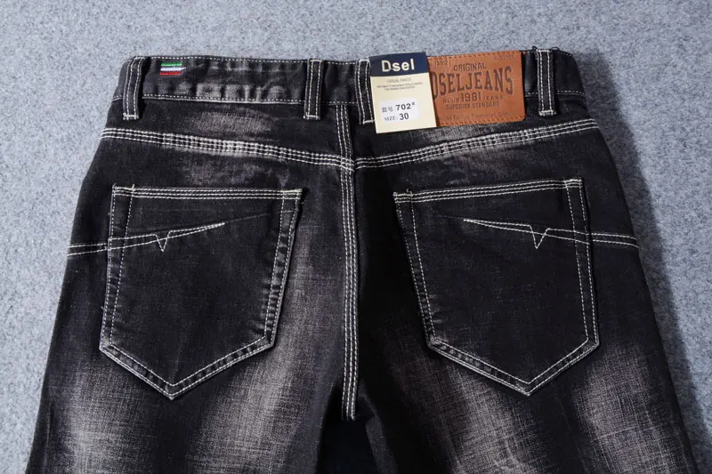 2018 Dsel Фирменная Новинка Черный Цвет Эластичные Обтягивающие джинсы для Для мужчин промывают Dsel бренд Для мужчин джинсы 100% хлопок, 702-C