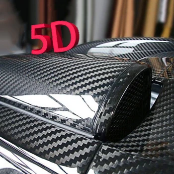 

5D Black Carbon Fiber Style Sticker Vinyl Wrap Film Car Interior Decal Decors