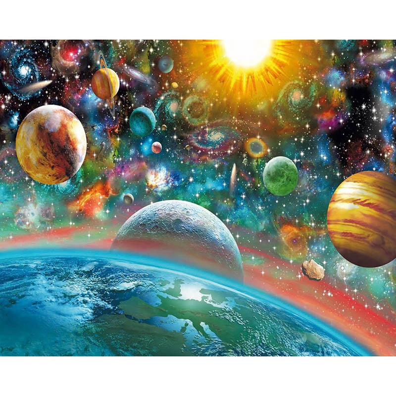5D DIY Round diamond embroidery outer space landscape painting Cross Stitch full square Rhinestone mosaic decoration | Дом и сад