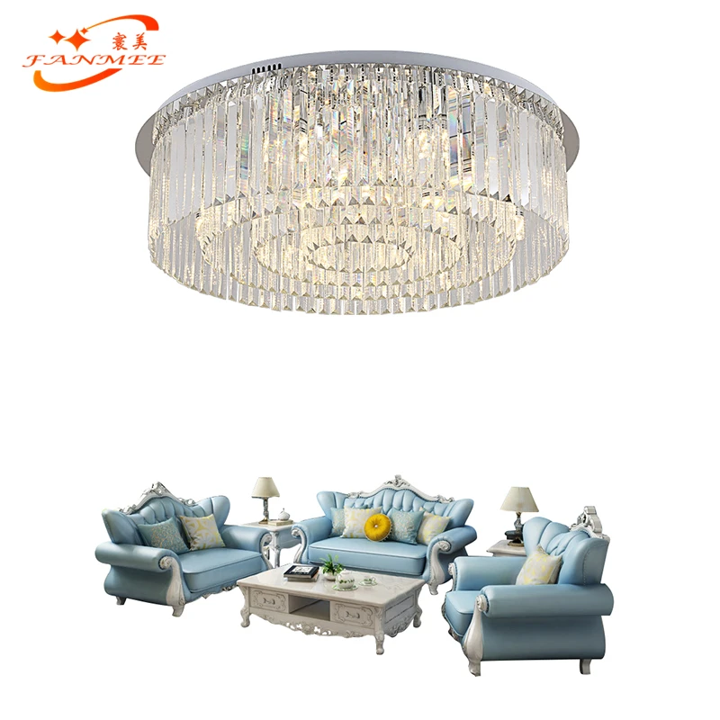 

Modern LED Crystal Ceiling Light Hotel Flush Mount Ceiling Lamp Round K9 Cristal Light Fixture for Living Dining Room Decoration