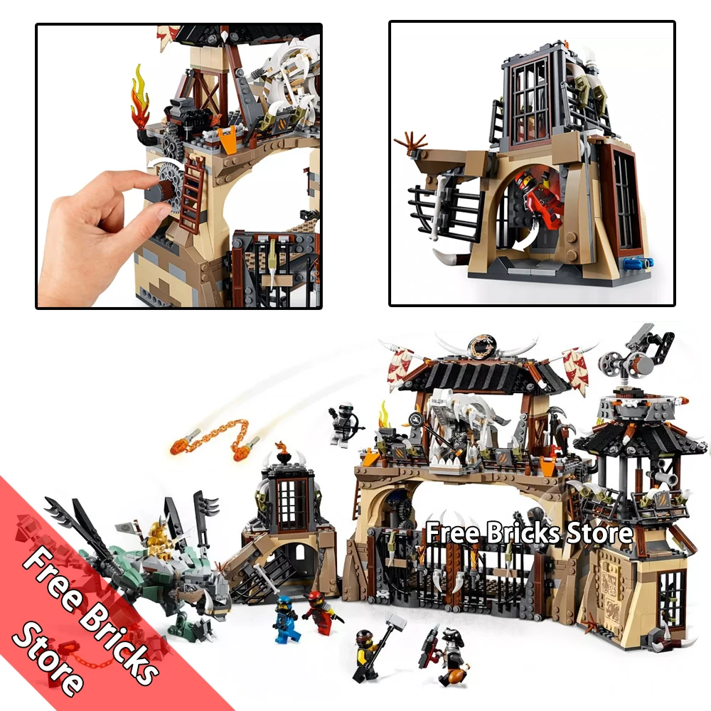 

1859pcs 06082 Compatible Legoness Ninjagoe 70655 Hunted Dragon Pit Set Ninja Minifigs Mini figures Building Blocks Toy kids Gift