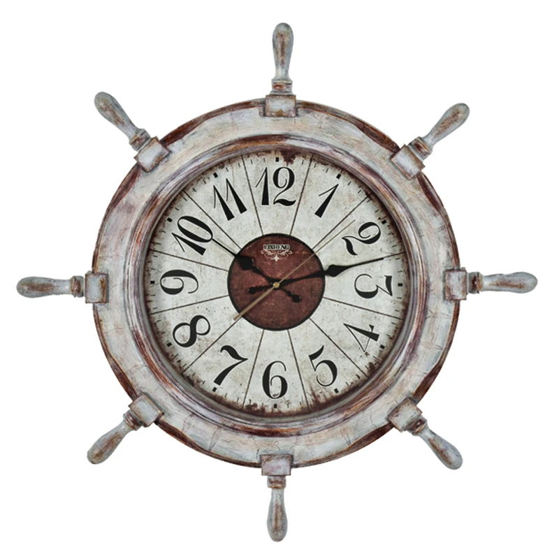Mediterranean Rudder Wall Clock Silent Clock Personality Children's Room Wall Clocks GRAY  