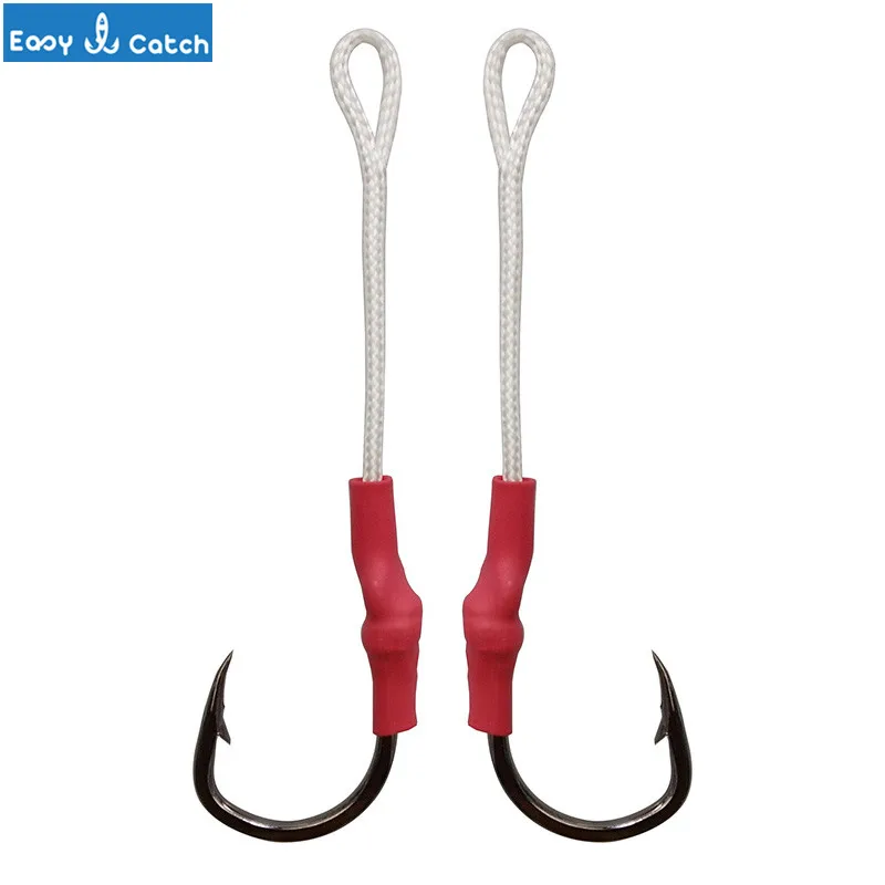 Easy Catch 20pcs 10827 Jig Assist Bait Fishing Hooks With PE Line Size 1/0 2/0 3/0 4/0 5/0 6/0 7/0 8/0 9/0 10/0