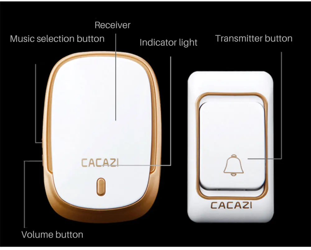 Wireless Doorbell AC 100-240V 300M Receiving Range 3 Volume 36 Chimes Door Ring IP44 Waterproof EU UK US Plug Receiver video door phone