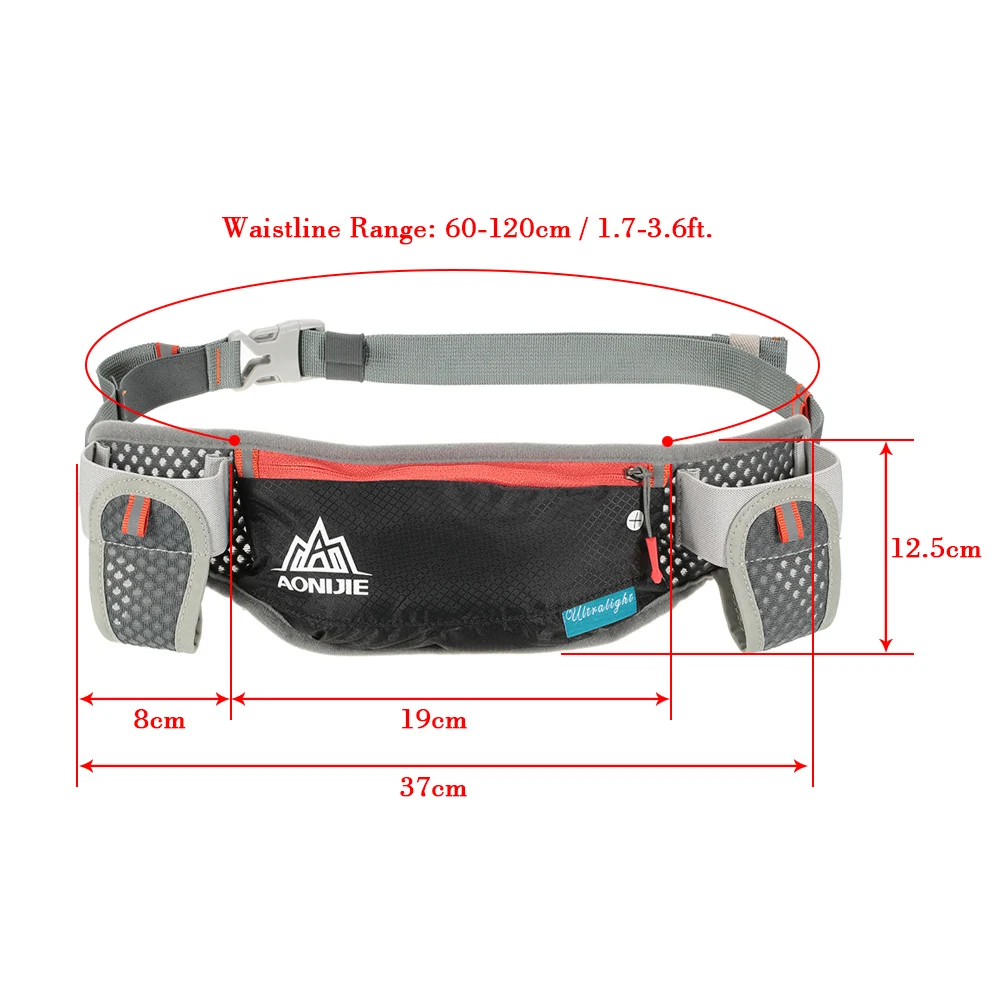 AONIJIE Hydration Waist Pack Lightweight Waist Bags Waterproof Phone Holder Belt Bag For Trail Running Jogging With 2Pcs Bottle 5