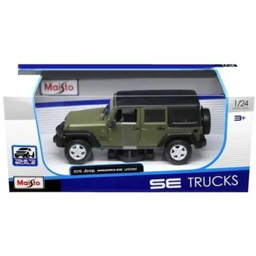 MAISTO грузовики 1:24 Масштаб Jeep WRANGLER ограниченная литая под давлением модель автомобиля в коробке - Цвет: Зеленый