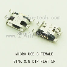 10 шт. разъем Micro USB телефон хвост зарядки Разъем B Тип Женский Джек 5Pin печатная плата Раковина 0,8 DIP плоский рот