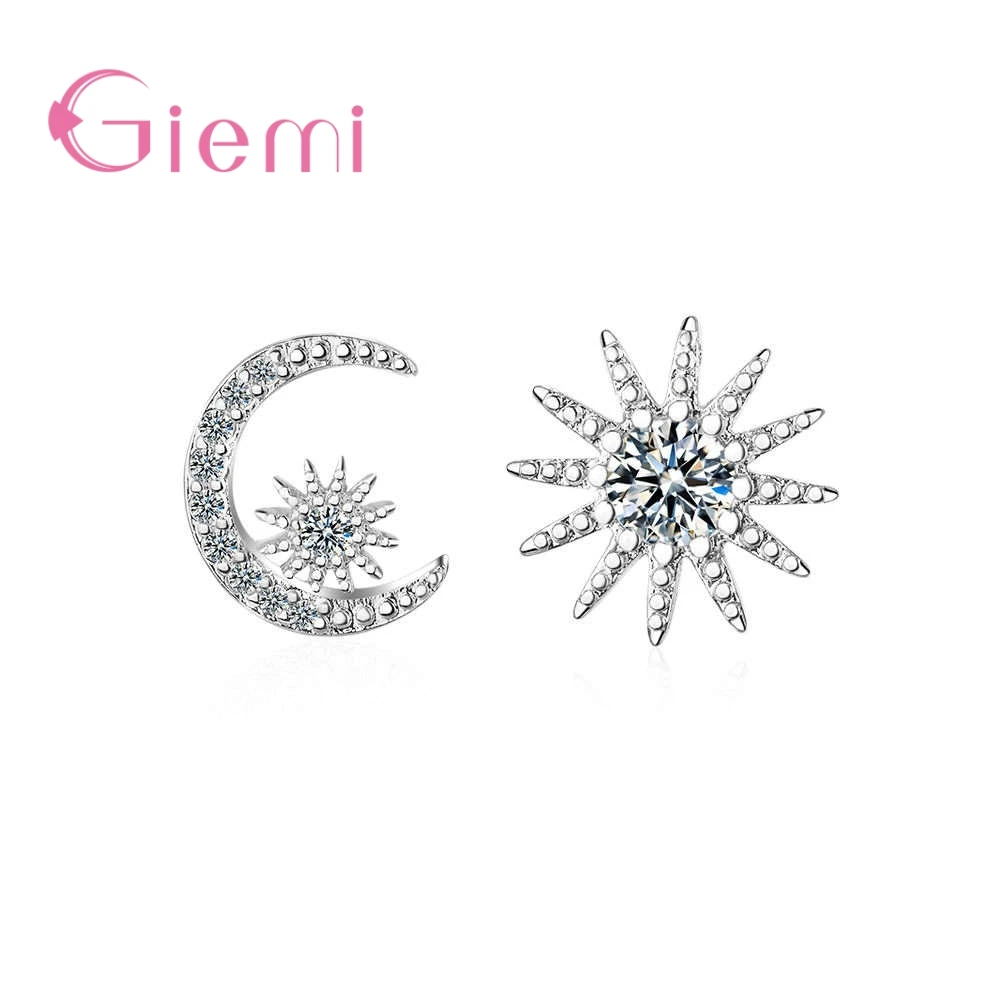 

Korea Style 925 Sterling Silver Stud Earrings Design Fashion Moon Star Atmosphere Women Best Gift Fashion Anel Bijoux