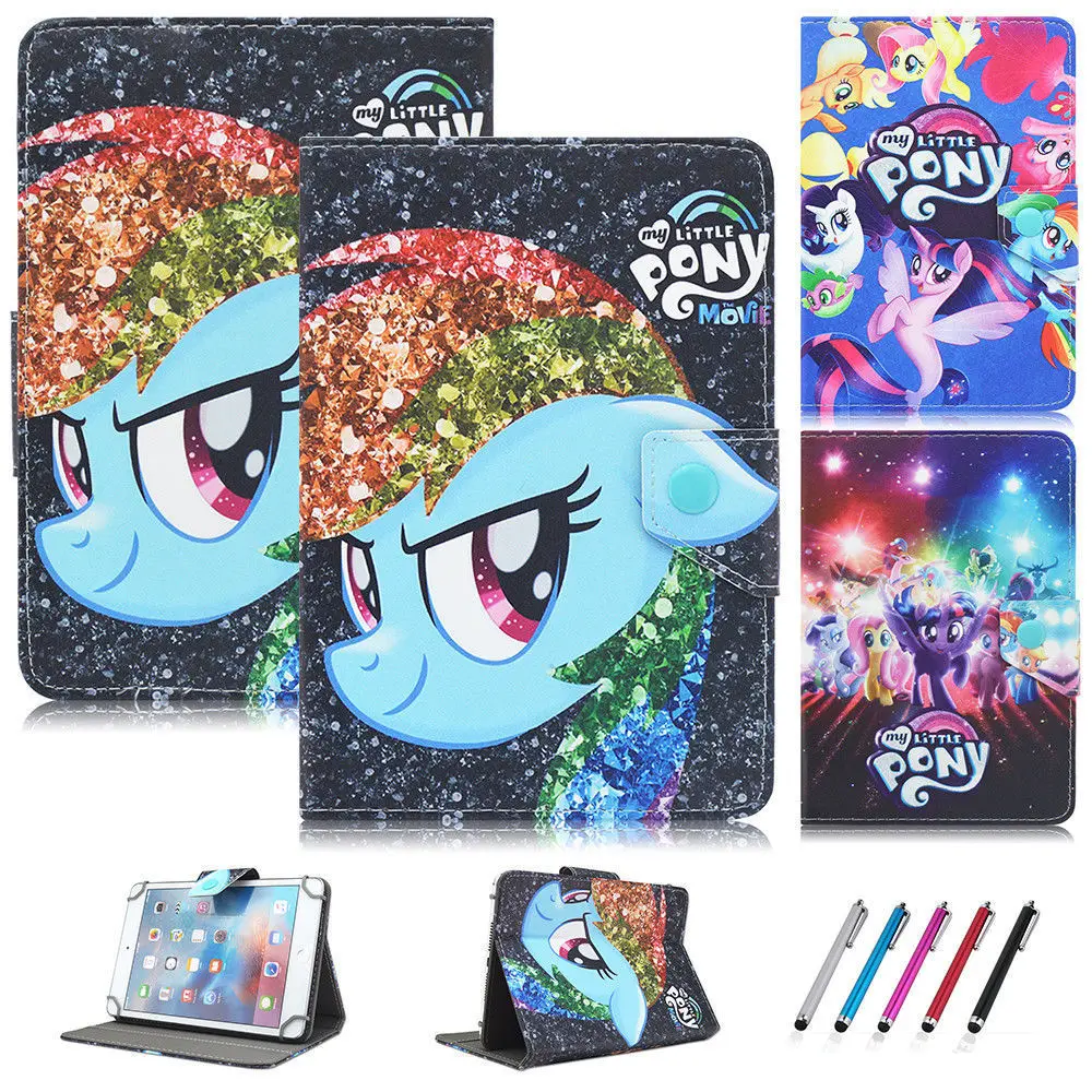 

Colorful Pretty Printing My Little Pony Buckle Leather Stand Folio Cover Case For 10"inch Universal 10.1"inch Tablet PC
