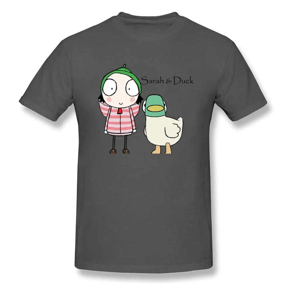 Sarah Duck Friends Leisure Summer/Autumn 100% Cotton Fabric Round Collar Men Tops Tees Tee Shirt Funny Short Sleeve T Shirt Sarah  Duck Friends carbon