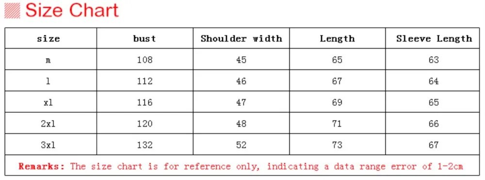 Size chart