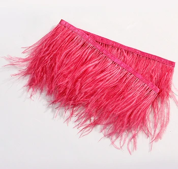 

Free shipping 10M long Ostrich Feather Plumes Fringe trim 8-10cm height Feather Boa Stripe for Party Clothing Accessories Craft