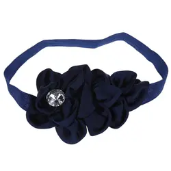 Красивая шифоновая повязка на голову с цветами для маленьких девочек (темно-синий цвет)