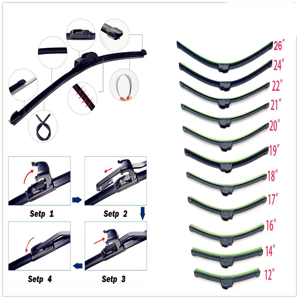 

Car auto Frameless Bracketless Wiper Blade for Kia KND-4 Spectra5 Spectra Rio5 Multi-S Amanti Opirus Magentis Borrego