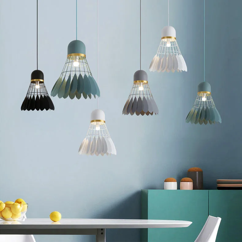 Nordic Badminton Pendant Light Fancy Hanging Feather Modern Decorative Pendant Lamp Bedroom Restaurant Pendant Light Indoor Lighting (6)