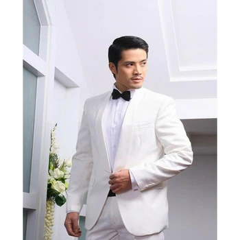 

2020 shawl collar mens suits costumes male chorus singer ivory men stage clothes Wedding suit Tailor Suits (Jacket+pants)