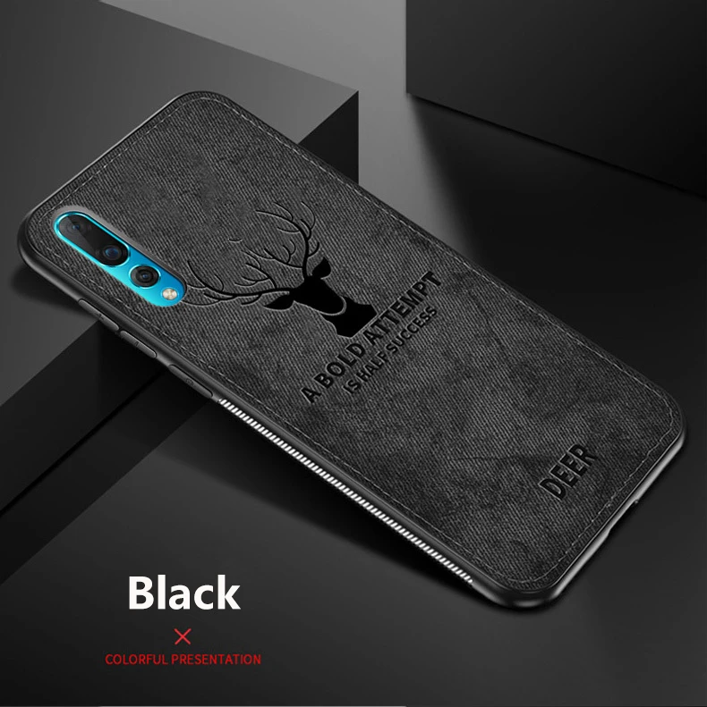 Hot Cloth Texture Deer 3D Soft TPU Magnetic Car Case for Samsung Galaxy A20 Built-in Magnet Plate Case for A30 A40 A50 A70 Cover