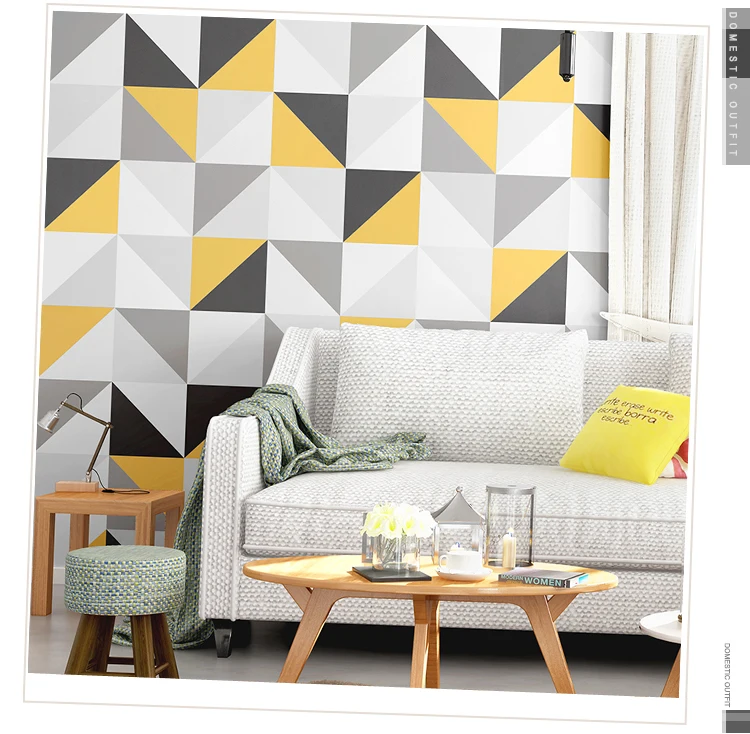 Современные обои в квадрат, скандинавские европейские обои, геометрические желтые решетки, контактная бумага для гостиной, спальни, фоновые стены