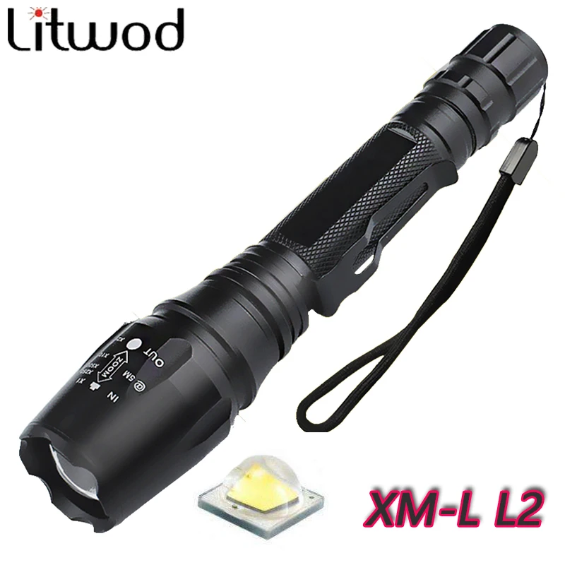 

litwod LED Flashlights Torch 8000 lumen CREE XM-L2 zoomable led torch For hunting aluminum led flashlight linternas