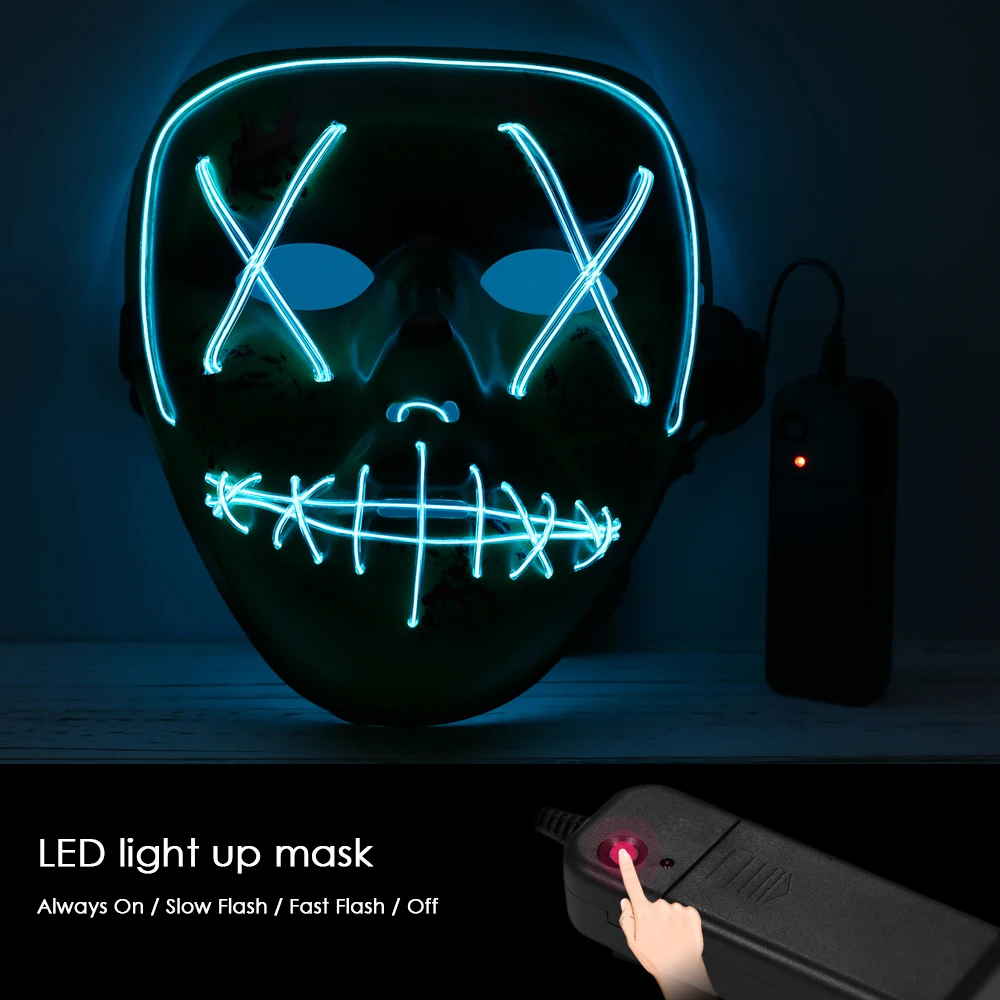 Buy Adults Halloween Mask LED Light Up Face Mask