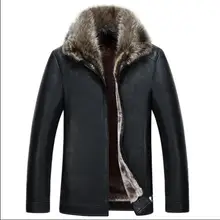 M-4XL осенняя и зимняя мужская одежда меховой воротник один кожаный жакет овечья кожа тонкий пальто большой отворот кожаная одежда