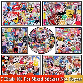 

7 Kinds 100 PCS / Lot Waterproof Cool Mixed Sticker Funny Animal For Skateboard Guitar Suitcase Laptop Bicycle DIY Stickers Toy
