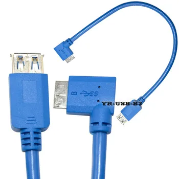 

30cm USB 3.0 A female jack to Micro B male plug 90 degree left angle Cable