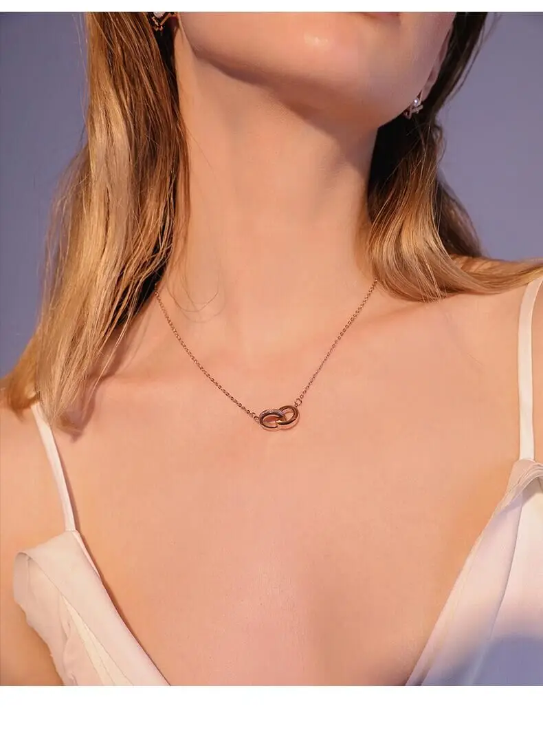 

TN0009 925 Sterling Silver necklace 2 round without small stone with box