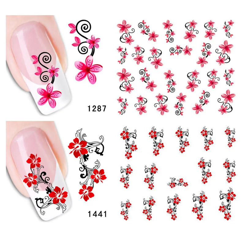 Bittb 2 шт. наклейка с цветком для ногтей изящное цветастое платье Nail Art Наклейки, водяной знак татуировки ногтей Наклейка Советы украшения инструменты для маникюра