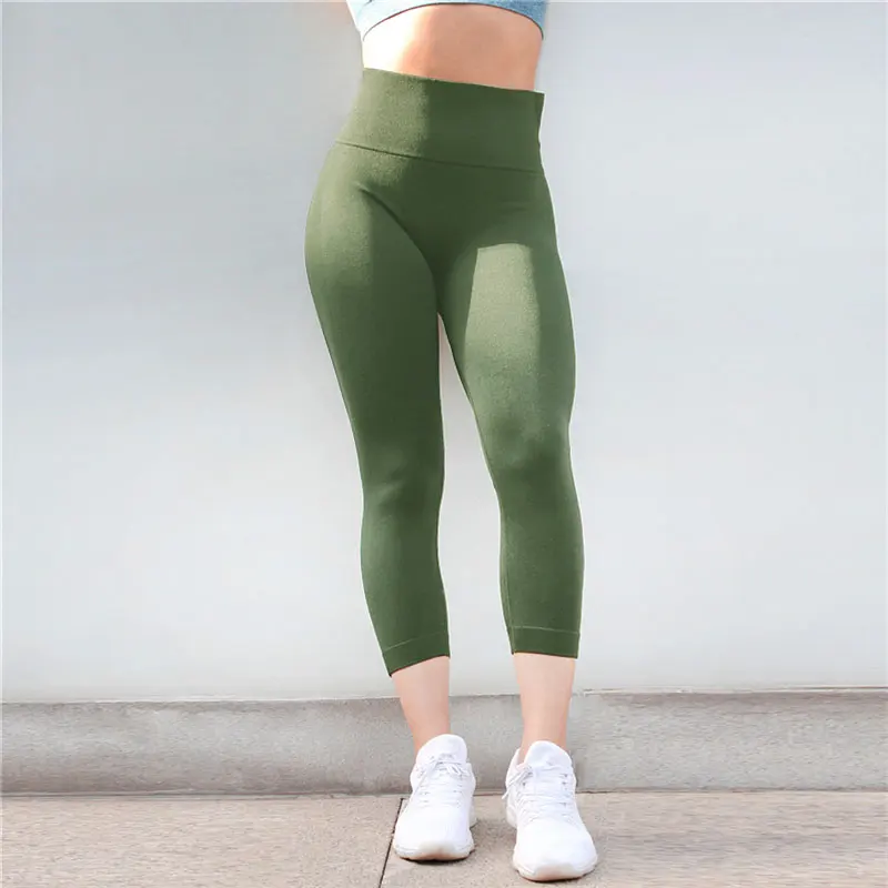 Женские Бесшовные Леггинсы с высокой талией для фитнеса, штаны для занятий йогой, спортивная одежда для бега, женские спортивные Леггинсы для тренировок, леггинсы размера плюс