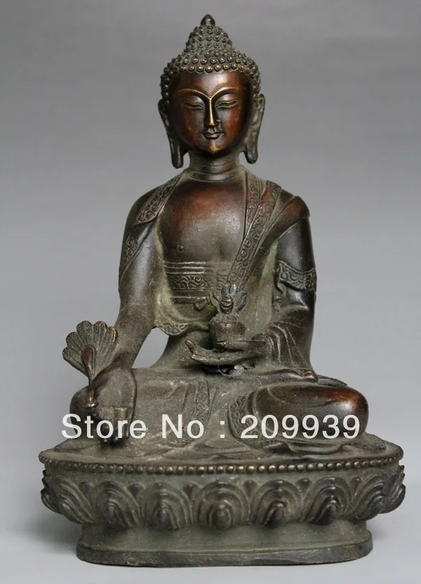 

00960 Rare Collectable Tibet Pure bronze Buddhism Sakyamuni Tathagata Buddha Statue