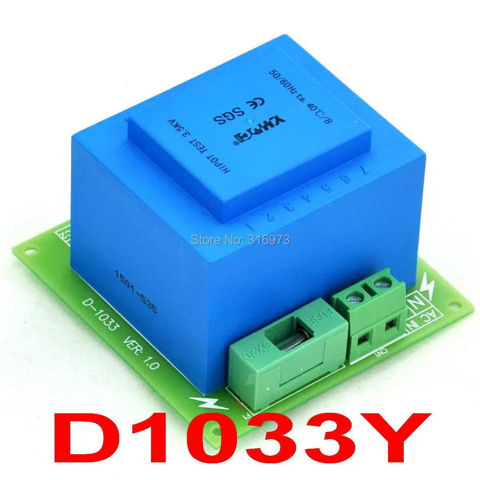 

Primary 230VAC, Secondary 2x 18VAC, 20VA Power Transformer Module,D-1033/Y,AC18V