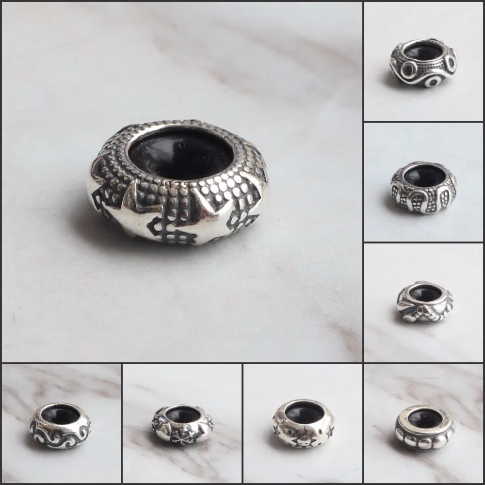 

Beads Hunter 925 Sterling Silver Spacer Stopper Heart Dolphin Flower Footprint Bead Charm Fit European Troll 3.0mm Bracelet Jewe